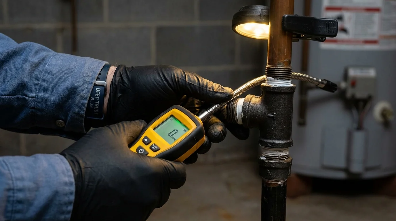 Gas leak detection with electronic sniffer by Johns Plumbing LLC in Harlingen